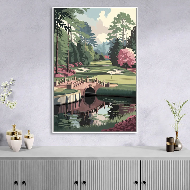 Augusta Scenic Golf Course Sitting Room - White Canvas Wall Art