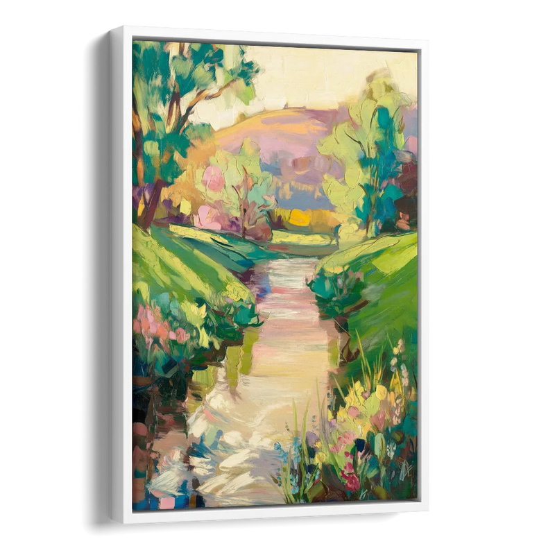 Augusta Serene Riverfront Side - White Canvas Wall Art