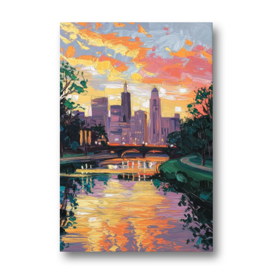 Augusta Sunset Over Skyline - Canvas Wall Art - Front