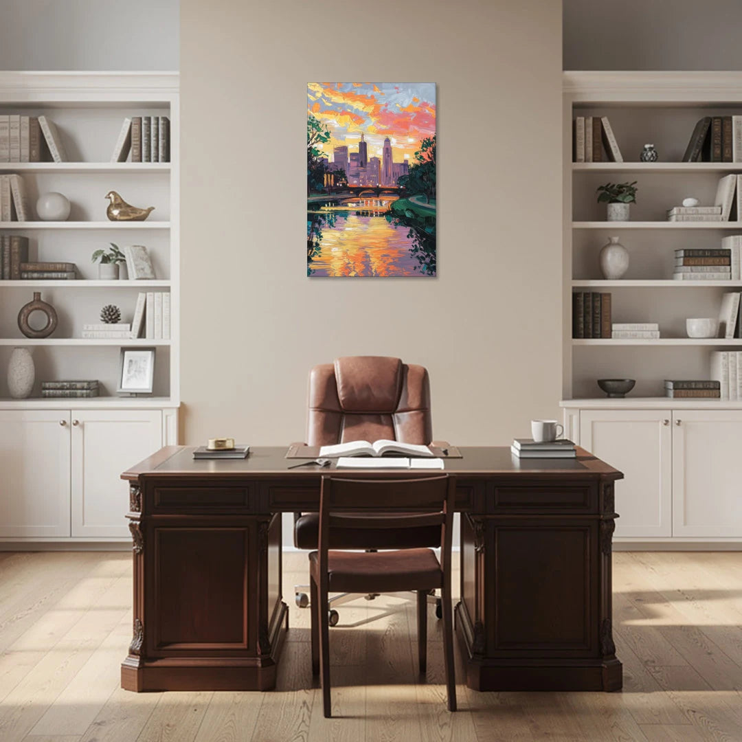 Augusta Sunset Over Skyline - Canvas Wall Art - Office - 24x36