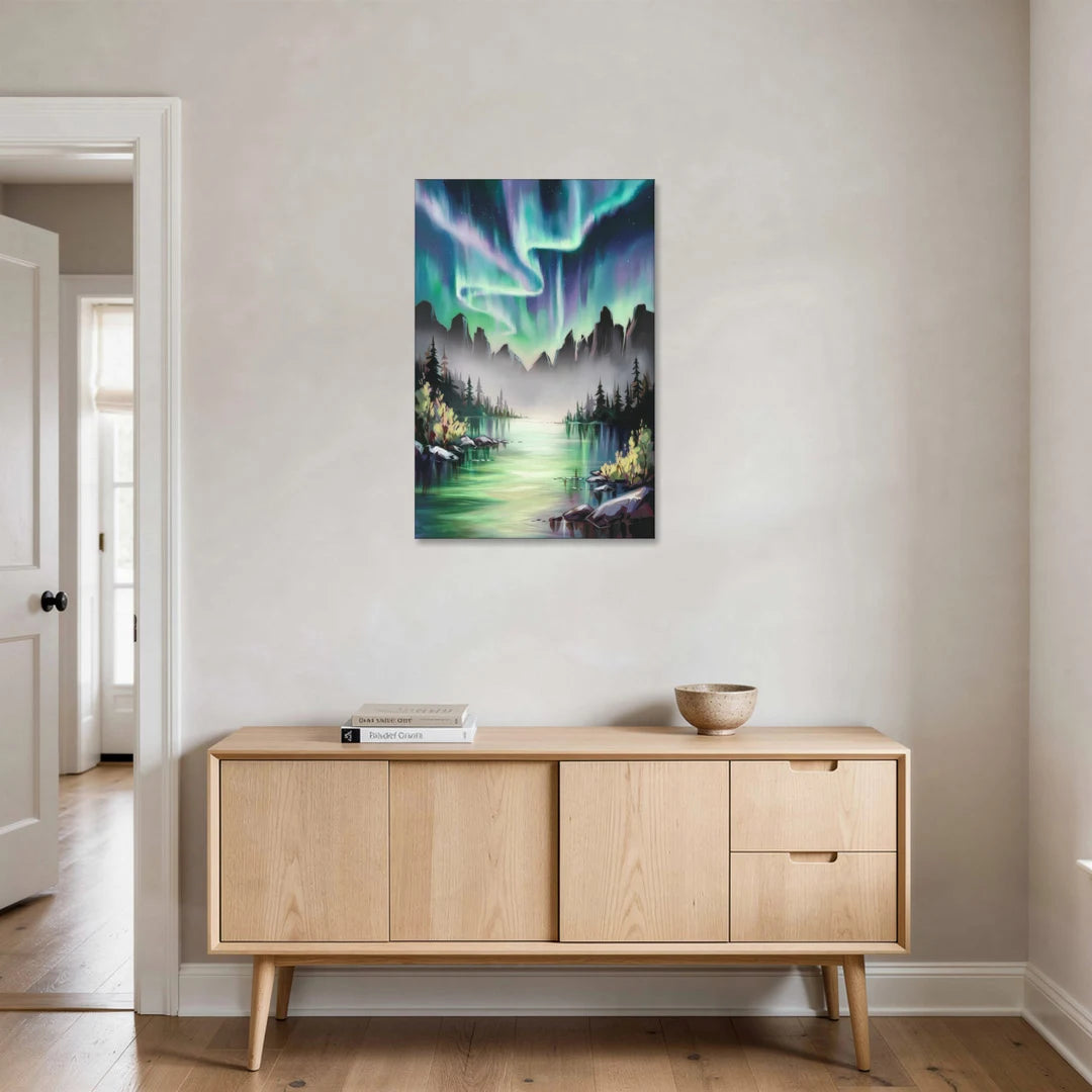 Aurora Borealis Landscape - Canvas Wall Art - Coffee Table - 24x36