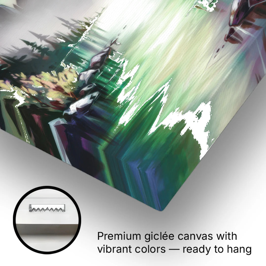 Aurora Borealis Landscape - Canvas Wall Art - Gallery Wrap Corner