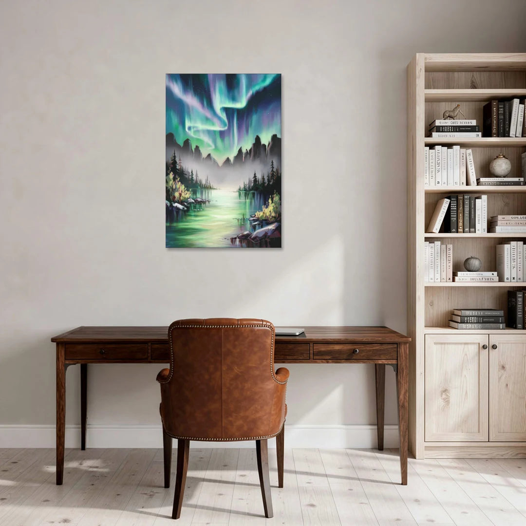 Aurora Borealis Landscape - Canvas Wall Art - Office - 24x36
