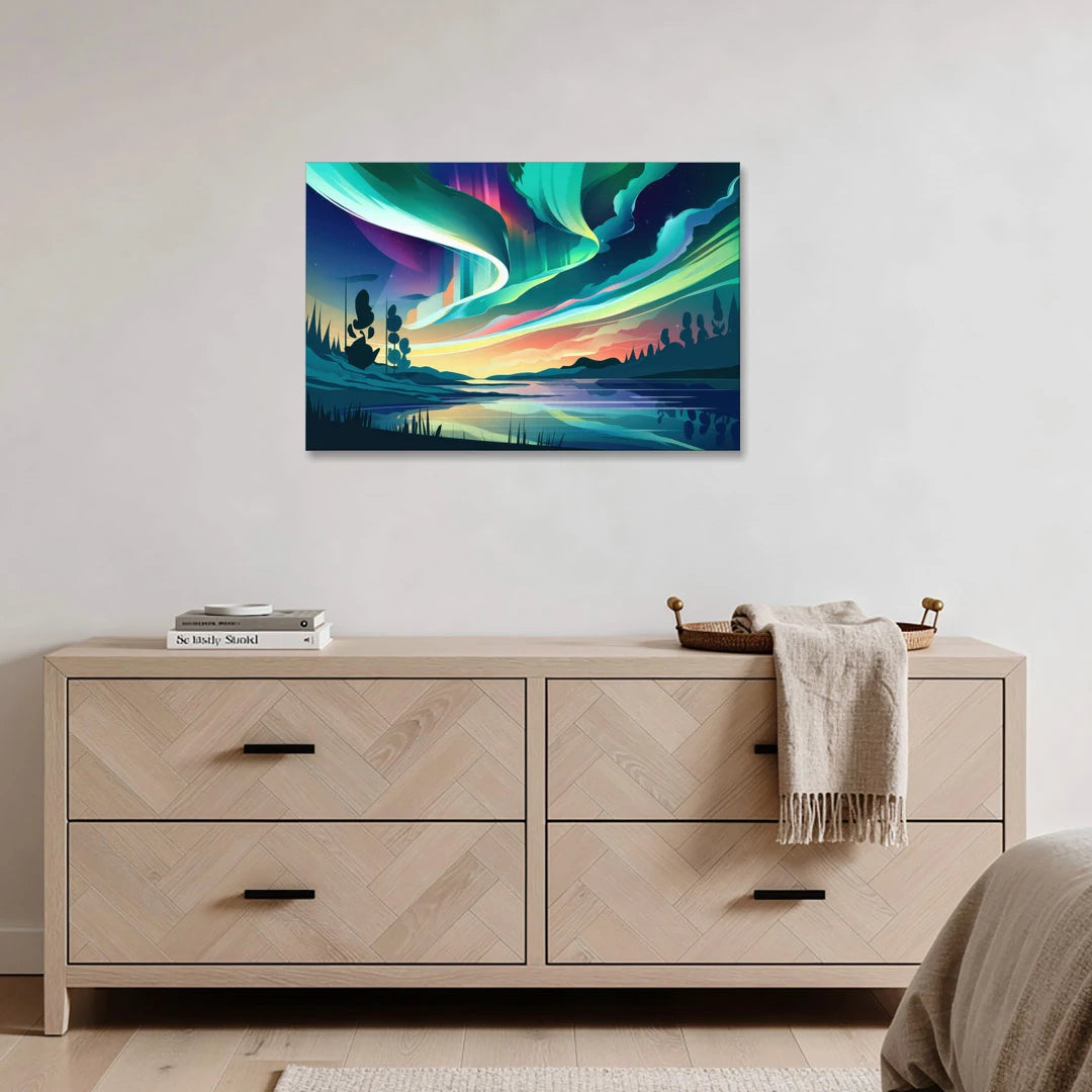 Aurora Borealis Sky - Canvas Wall Art - Coffee Table - 36x24