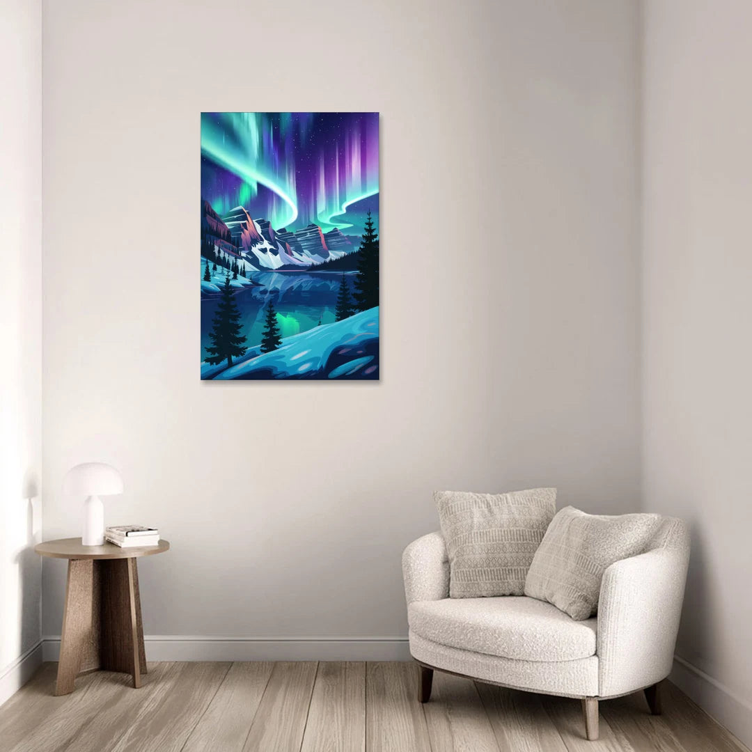 Aurora Night Horizon - Canvas Wall Art - Sofa - 24x36
