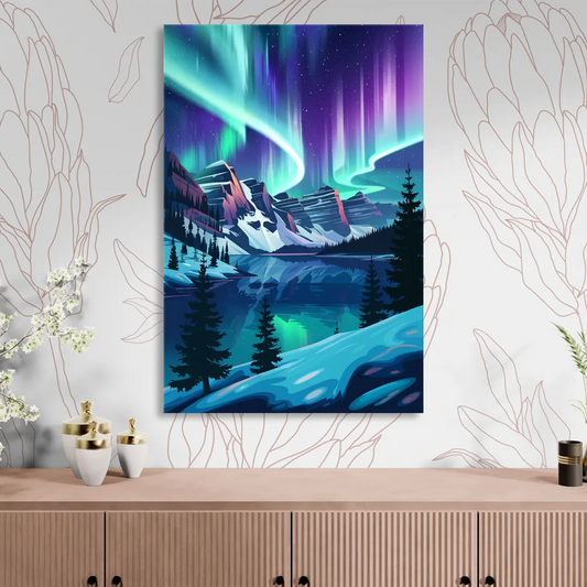 Aurora Night Horizon Living Room - Canvas Wall Art