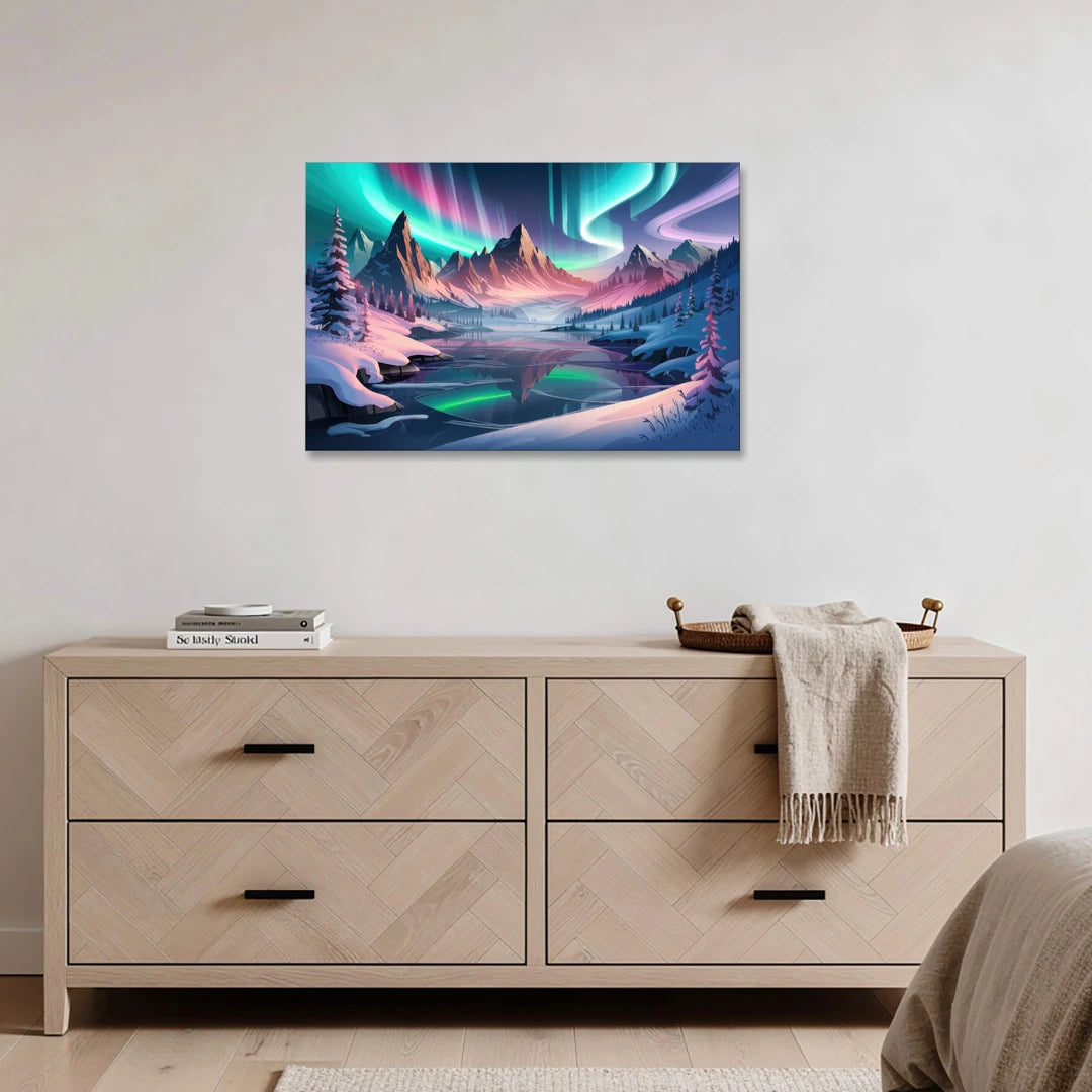 Aurora Snowy Peaks - Canvas Wall Art - Coffee Table - 36x24