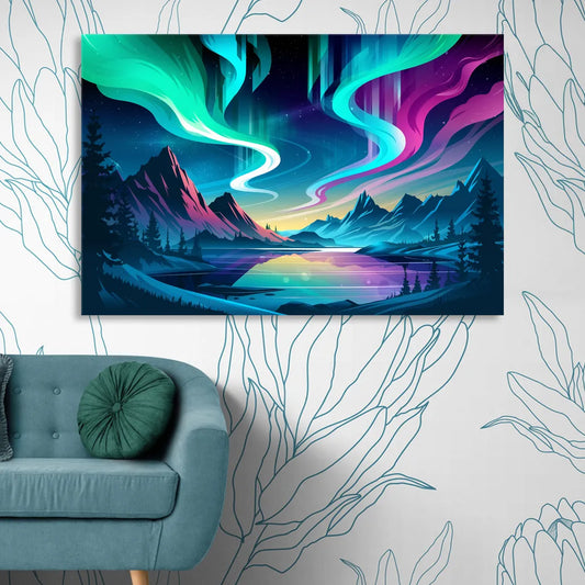 Aurora Starry Night Living Room - Canvas Wall Art