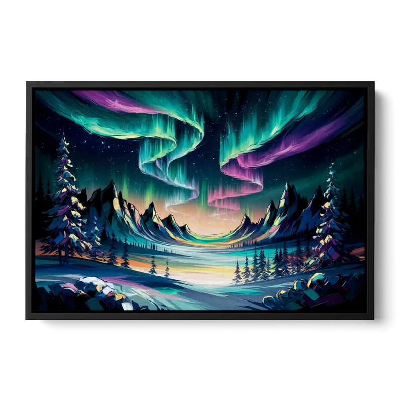 Aurora Vibrant Skies Front - Black Canvas Wall Art