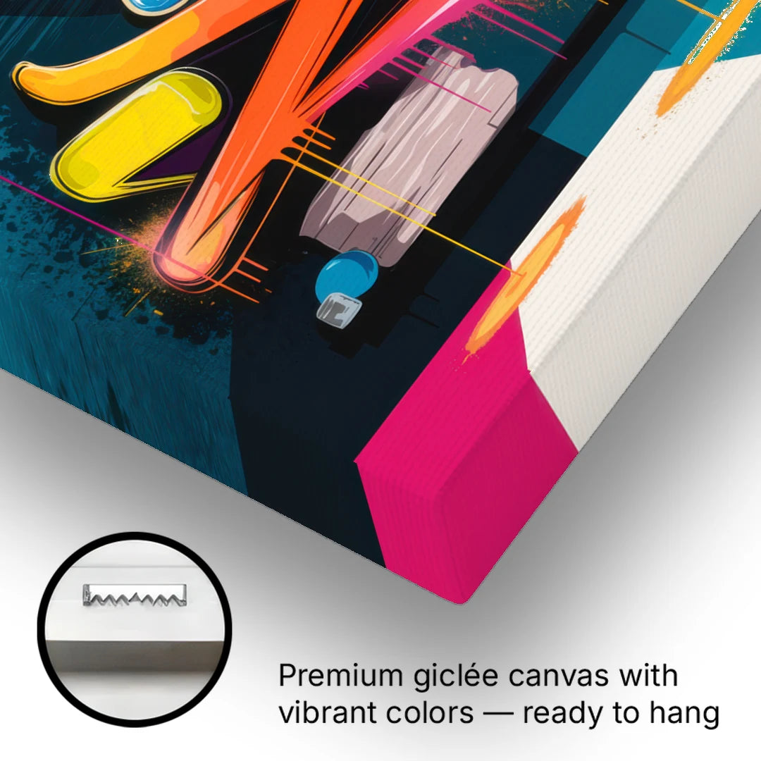 Austin Artistic Graffiti - Canvas Wall Art - Gallery Wrap Corner