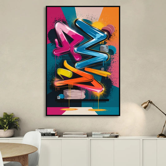 Austin Artistic Graffiti Living Room - Black Canvas Wall Art