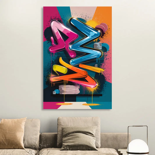 Austin Artistic Graffiti Living Room - Canvas Wall Art