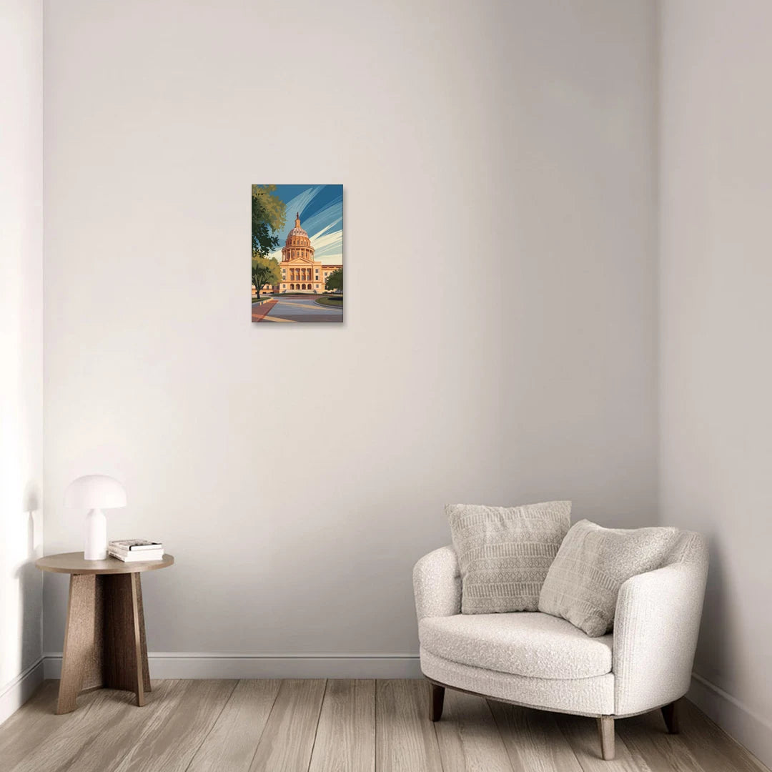 Austin Capitol Building Charm - Canvas Wall Art - Sofa - 12x18