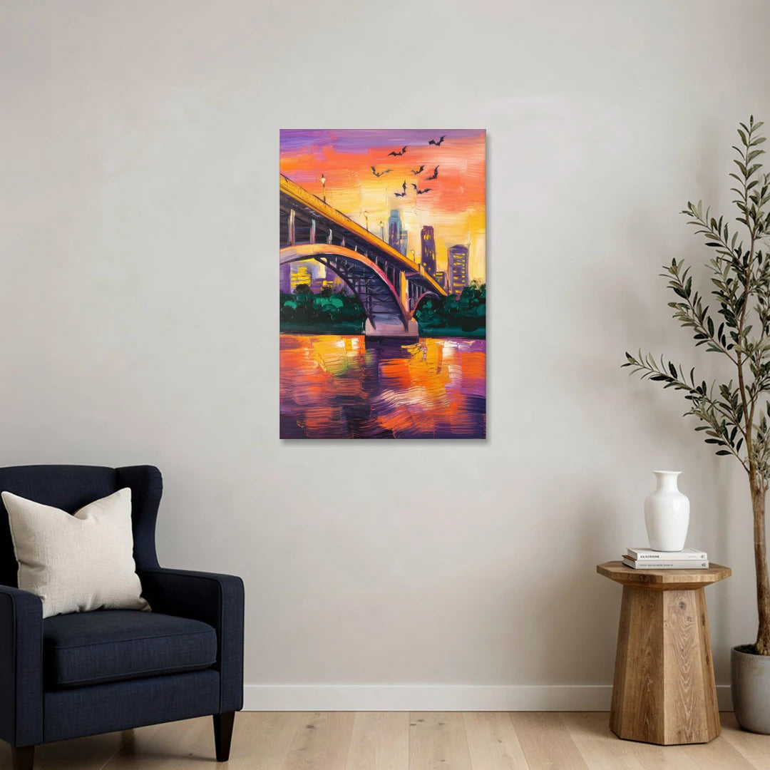Austin Congress Avenue Bridge - Canvas Wall Art - Sofa - 24x36