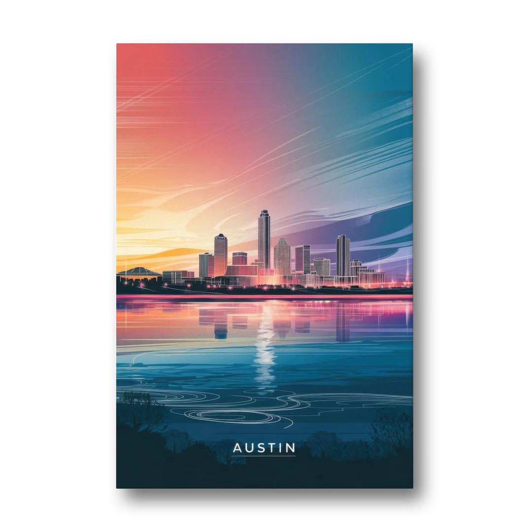 Austin Downtown Vibes Skyline - Canvas Wall Art - Front