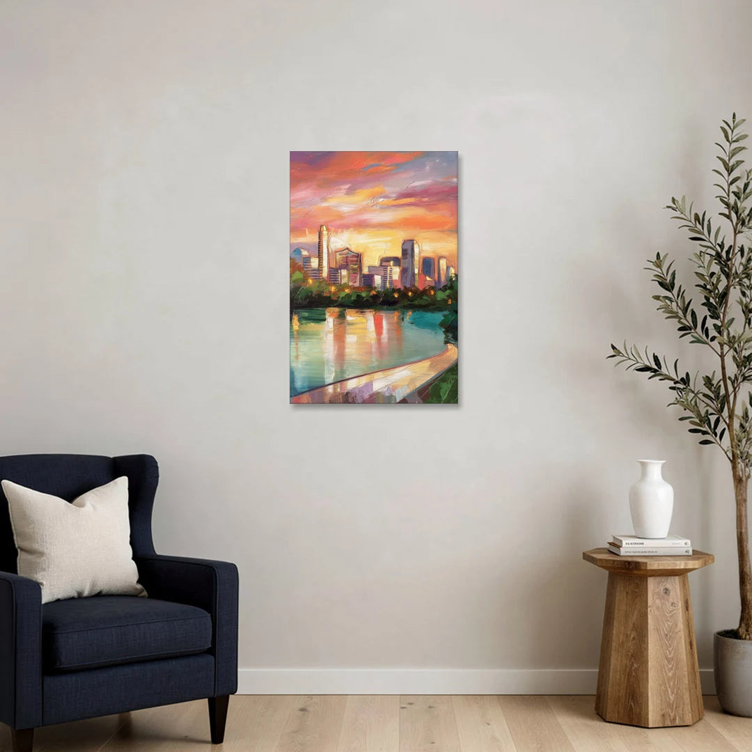 Austin Enchanting Cityscape - Canvas Wall Art - Sofa - 20x30