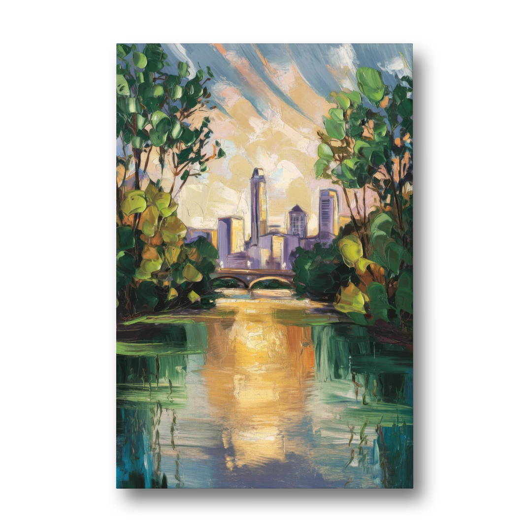 Austin Lady Bird Lake Scene - Canvas Wall Art - Front