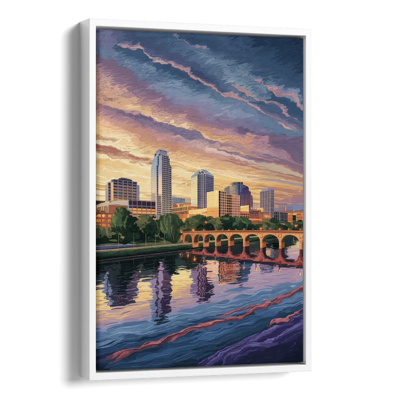 Austin Riverside Reflections Side - White Canvas Wall Art