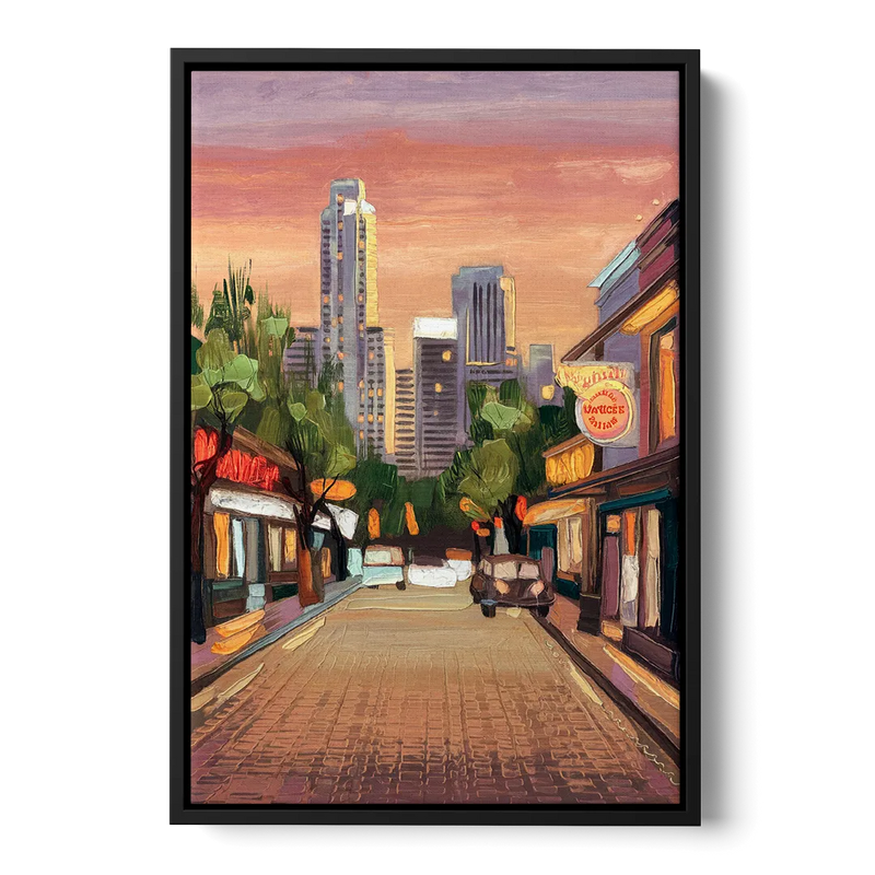 Austin South Congress Aesthetic Front - Black Canvas Wall Art