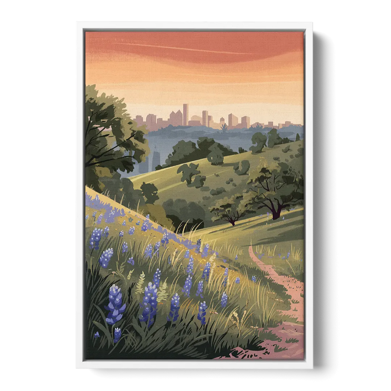 Austin Texas Hill Country Front - White Canvas Wall Art