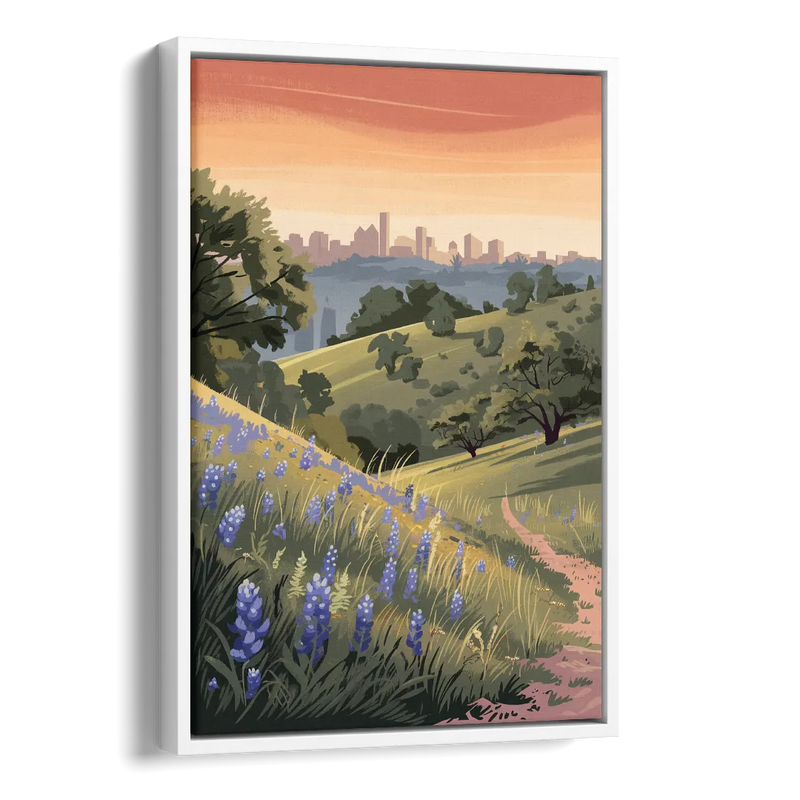 Austin Texas Hill Country Side - White Canvas Wall Art