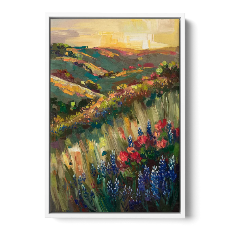 Austin Texas Hill Country Landscape Front - White Canvas Wall Art