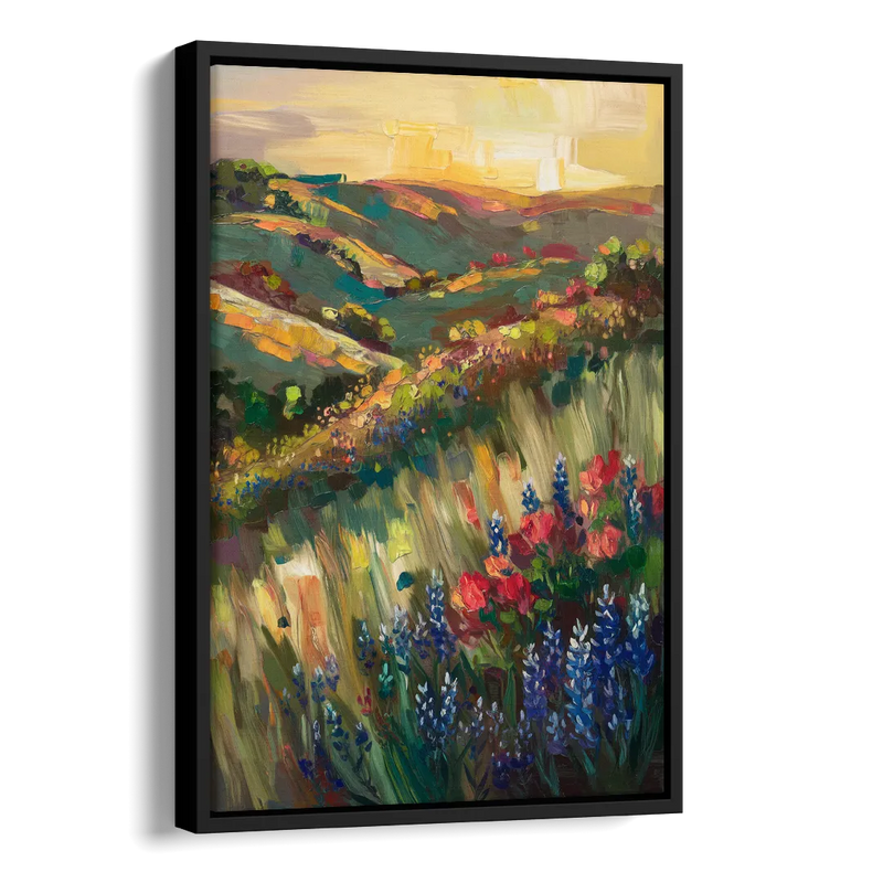 Austin Texas Hill Country Landscape Side - Black Canvas Wall Art