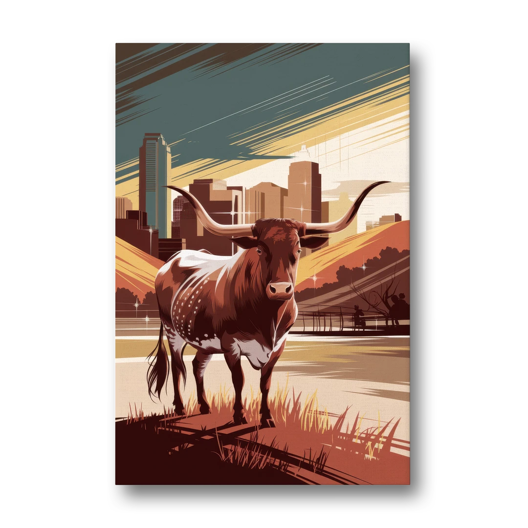 Austin Texas Longhorn Spirit - Canvas Wall Art - Front