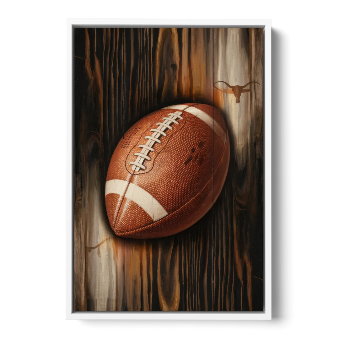 Austin UT Football Energy - White Framed Canvas Wall Art - Front