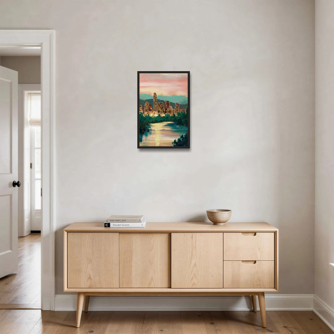 Austin Westlake Hills View - Black Framed Canvas Wall Art - Coffee Table - 16x24
