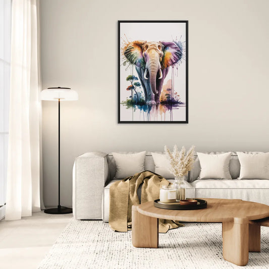 Authentic Elephant Homeland - Living Room Black Frame Canvas