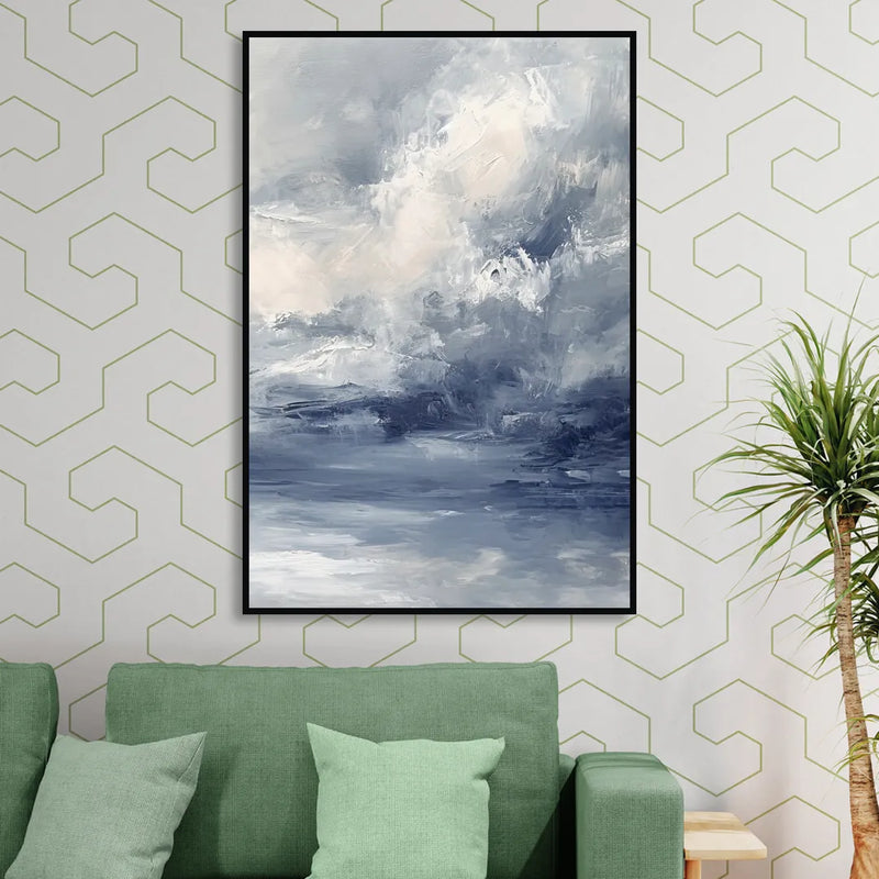Azure Veil II Living Room - Black Canvas Wall Art