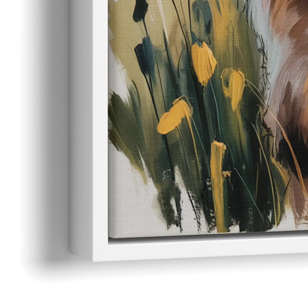 Baby Highland Calf - Close-Up White Frame Canvas