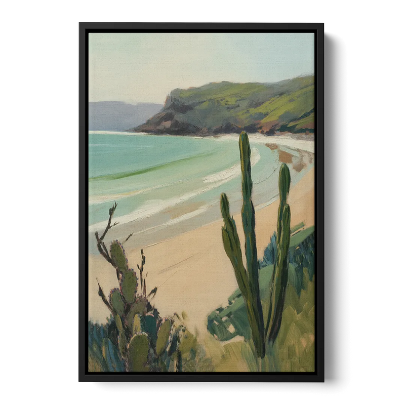 Balandra Beach Bay Front - Black Canvas Wall Art