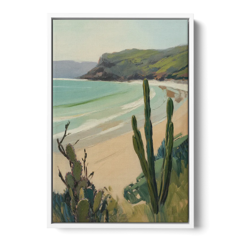 Balandra Beach Bay Front - White Canvas Wall Art