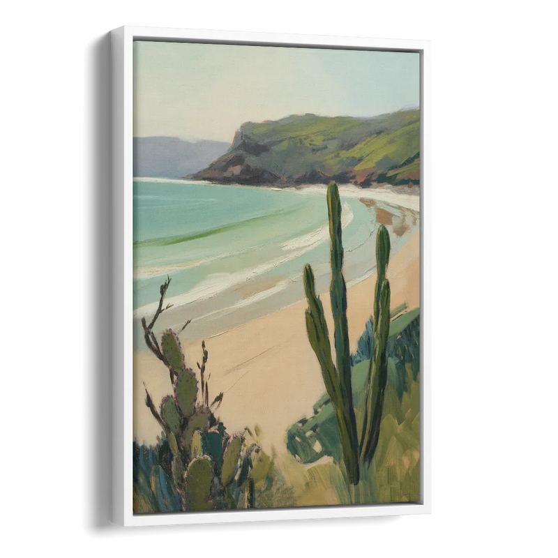 Balandra Beach Bay Side - White Canvas Wall Art