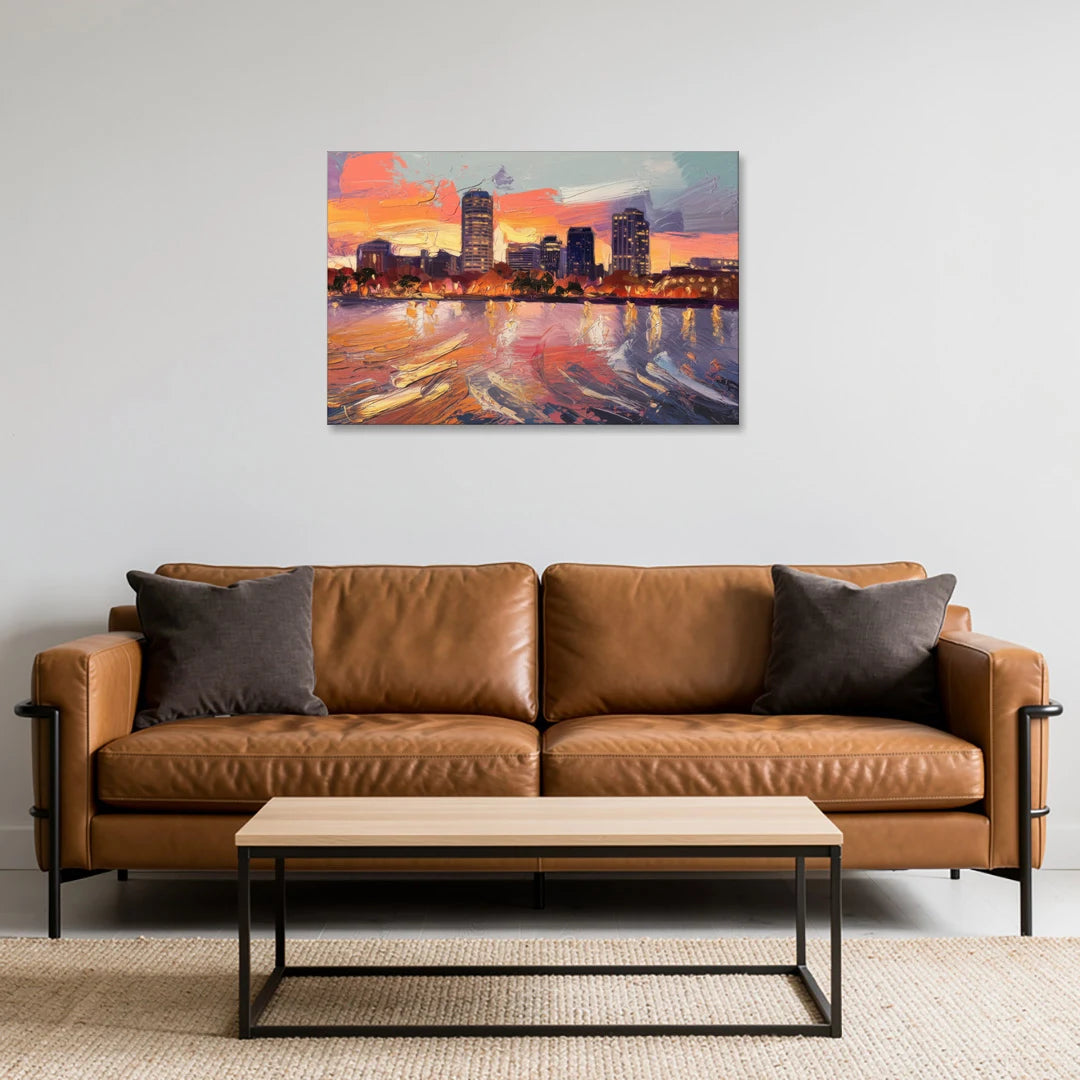 Baltimore Inner Harbor Sunset - Canvas Wall Art - Sofa - 36x24