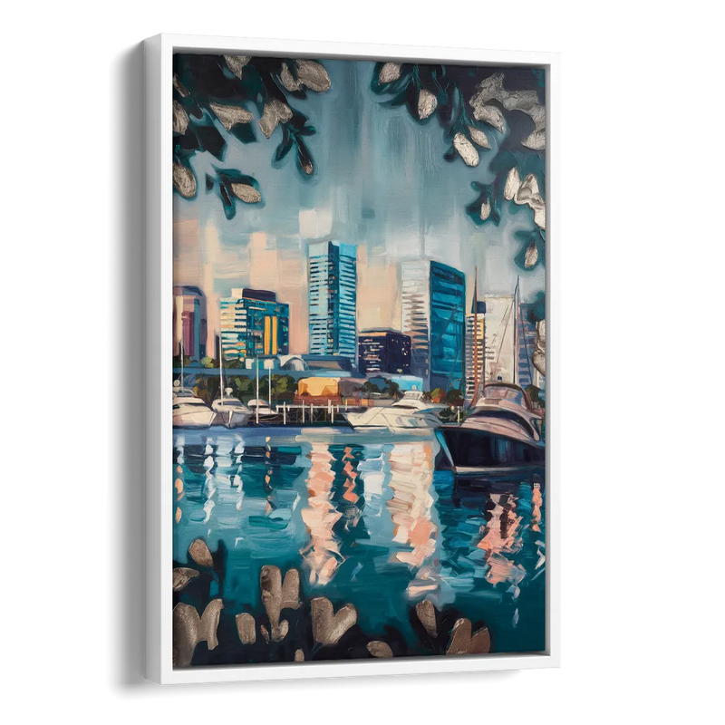 Baltimore Scenic Harbor Views Side - White Canvas Wall Art