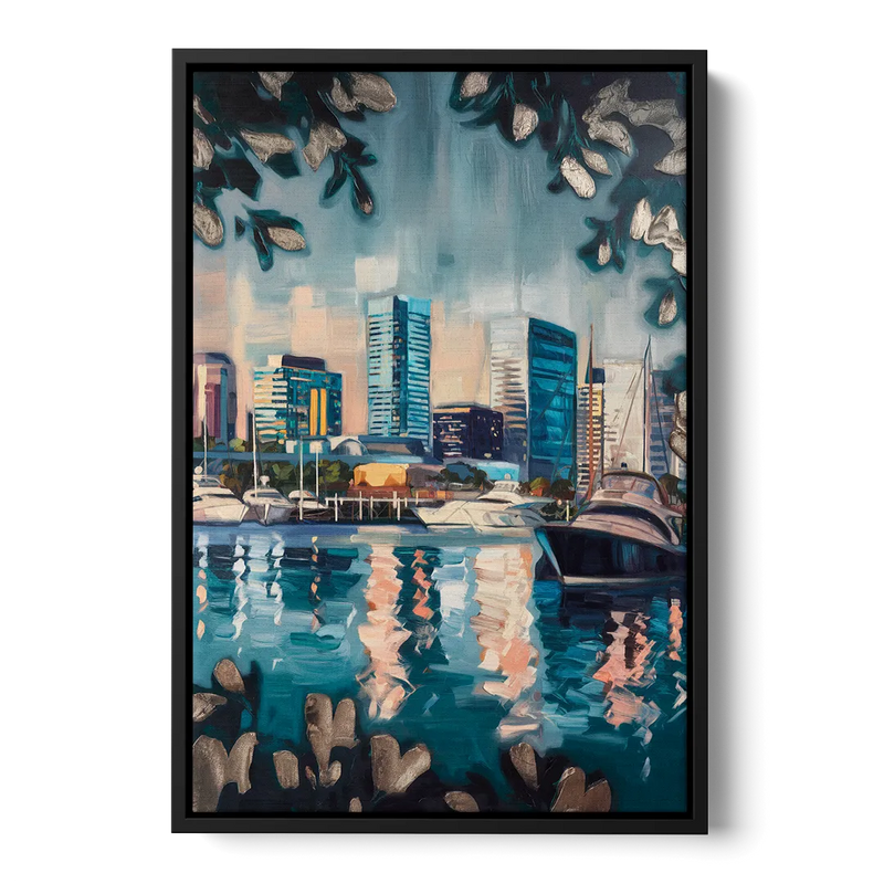 Baltimore Scenic Harbor Views Front - Black Canvas Wall Art