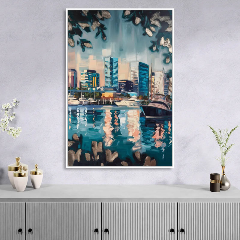 Baltimore Scenic Harbor Views Sitting Room - White Canvas Wall Art