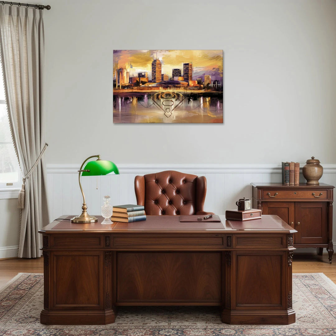 Baltimore Skyline With Orioles Theme - Canvas Wall Art - Office - 36x24