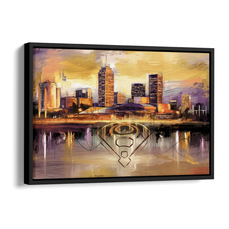 Baltimore Skyline With Orioles Theme Side - Black Canvas Wall Art