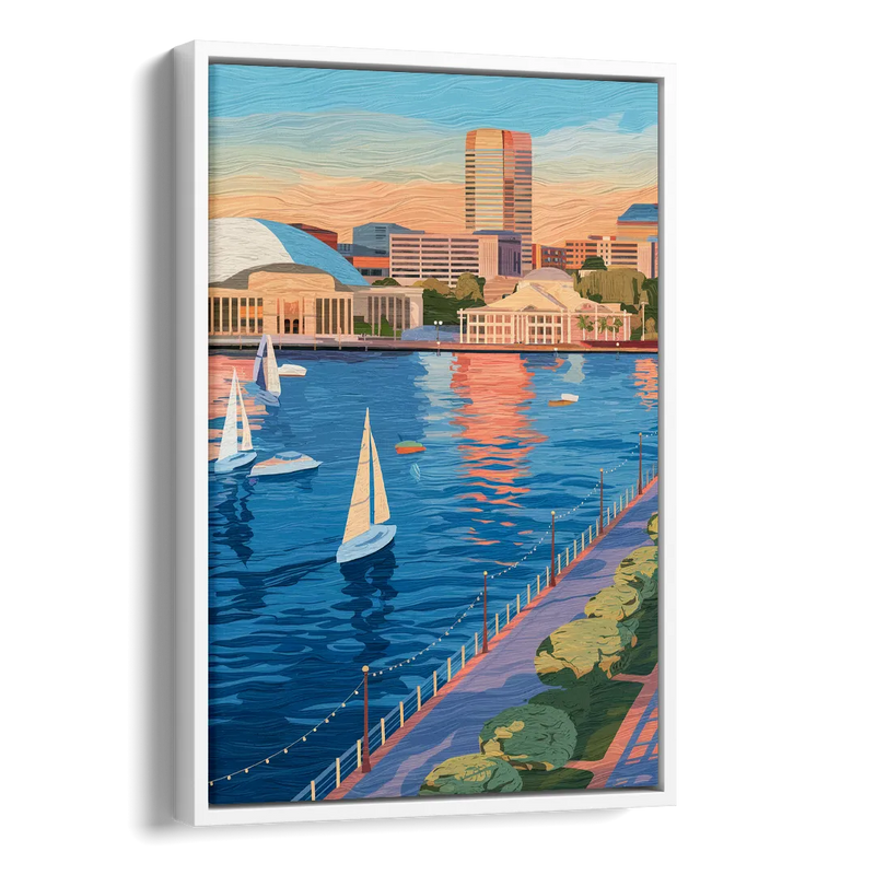 Baltimore Waterfront Charm Side - White Canvas Wall Art