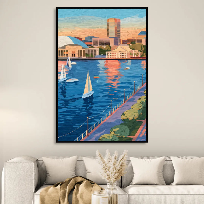 Baltimore Waterfront Charm Living Room - Black Canvas Wall Art
