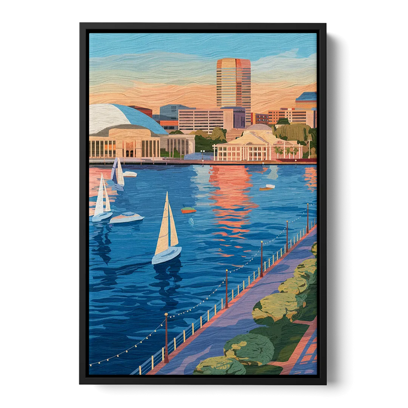 Baltimore Waterfront Charm Front - Black Canvas Wall Art
