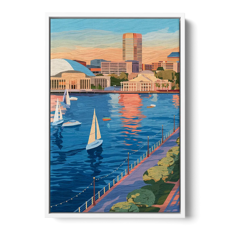 Baltimore Waterfront Charm Front - White Canvas Wall Art