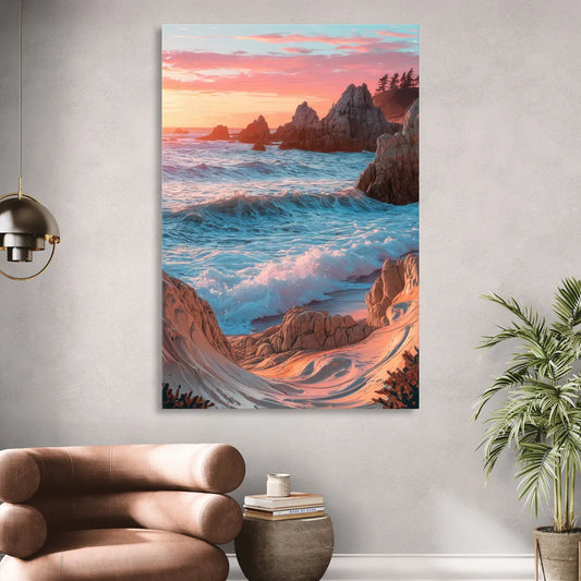 Bandon Beach Waves Living Room - Canvas Wall Art