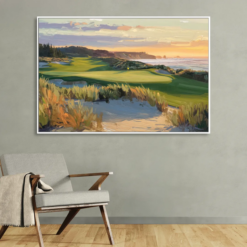 Bandon Dunes Golf Landscape Living Room - White Canvas Wall Art
