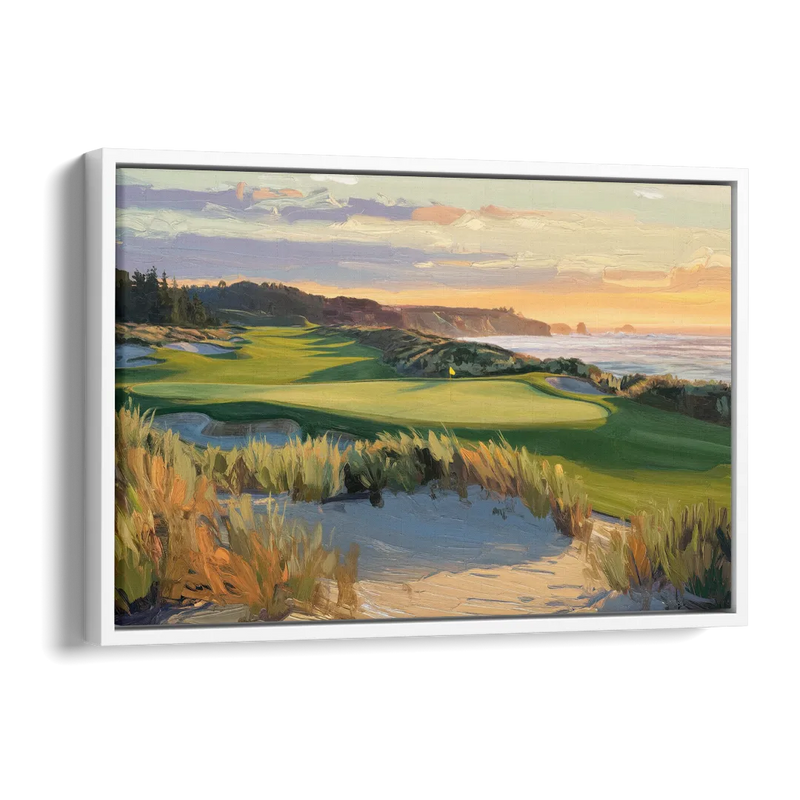 Bandon Dunes Golf Landscape Side - White Canvas Wall Art