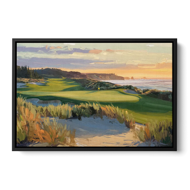 Bandon Dunes Golf Landscape Front - Black Canvas Wall Art